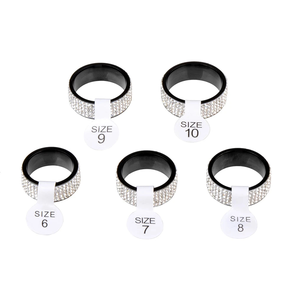 High Quality Punk Rock Stainless Steel Black Ring Men Blue Red Green Crystal Ring For Women Wedding Ring Jewelry 6 7 8 9 10 11