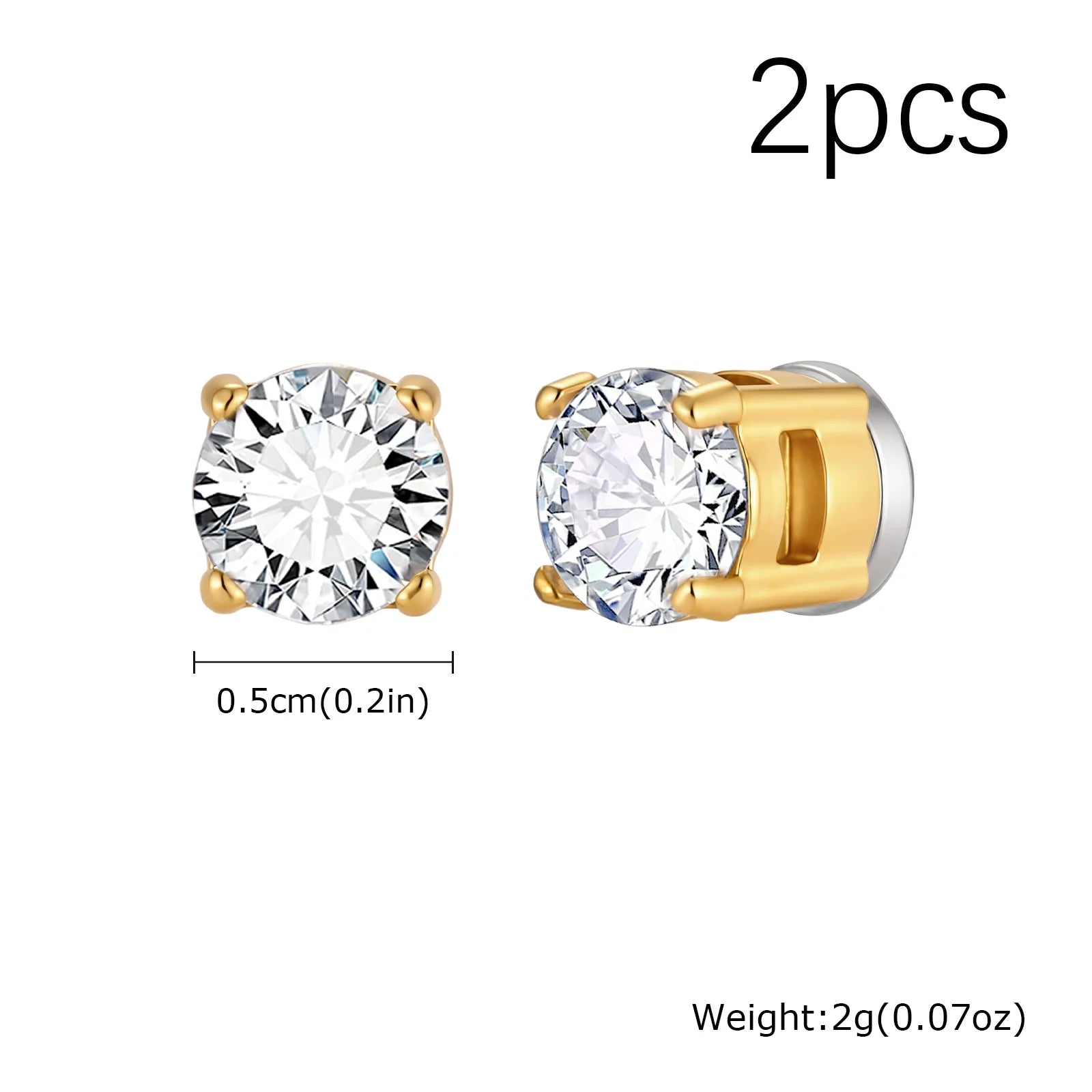 Punk Round Zircon Magnetic Ear Studs Clips Non Piercing Stainless Steel Small Earrings for Women Men Fashion Jewelry ﻿