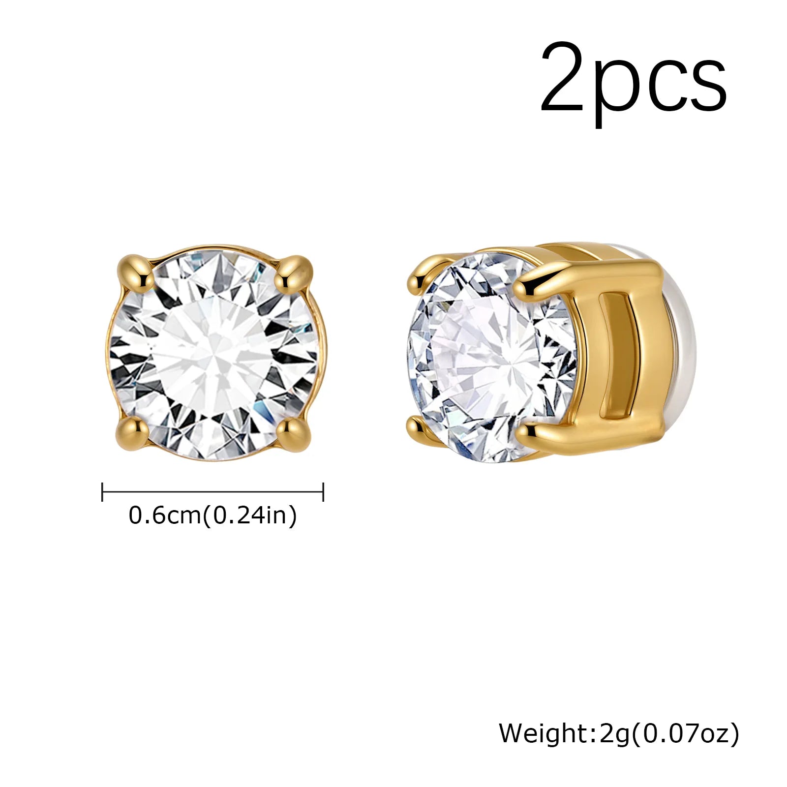 Punk Round Zircon Magnetic Ear Studs Clips Non Piercing Stainless Steel Small Earrings for Women Men Fashion Jewelry ﻿