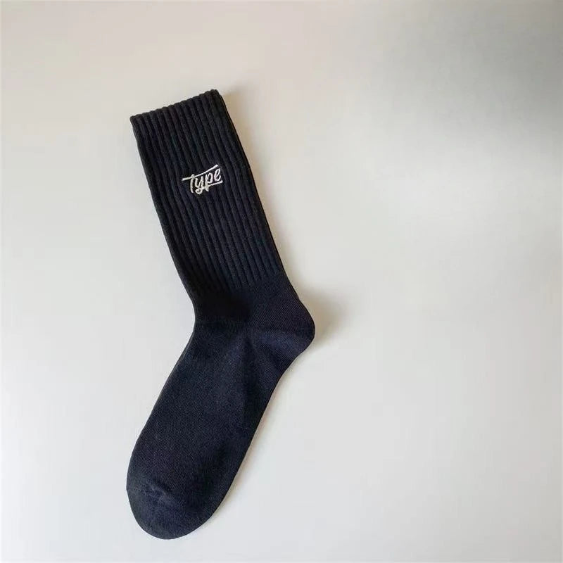 1/6 pairs Casual comfortable mid length socks spring autumn new fashionable versatile sweat absorbing men sports socks