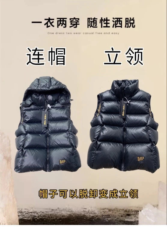 High-end Warn Goose Down Vests Jacket Outer 2023 Winter New Man's and Women's Thickened Sleeveless Hooded Short Down Vest Coat