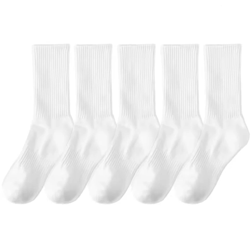 20Pairs Men's Pure Cotton High Socks Classic Black/White Breathable Sweat-Absorbent Warm Elastic Sports Crew Socks
