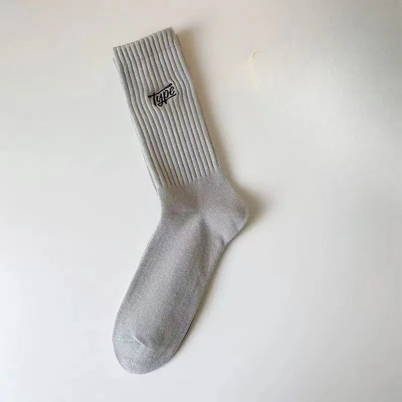 1/6 pairs Casual comfortable mid length socks spring autumn new fashionable versatile sweat absorbing men sports socks