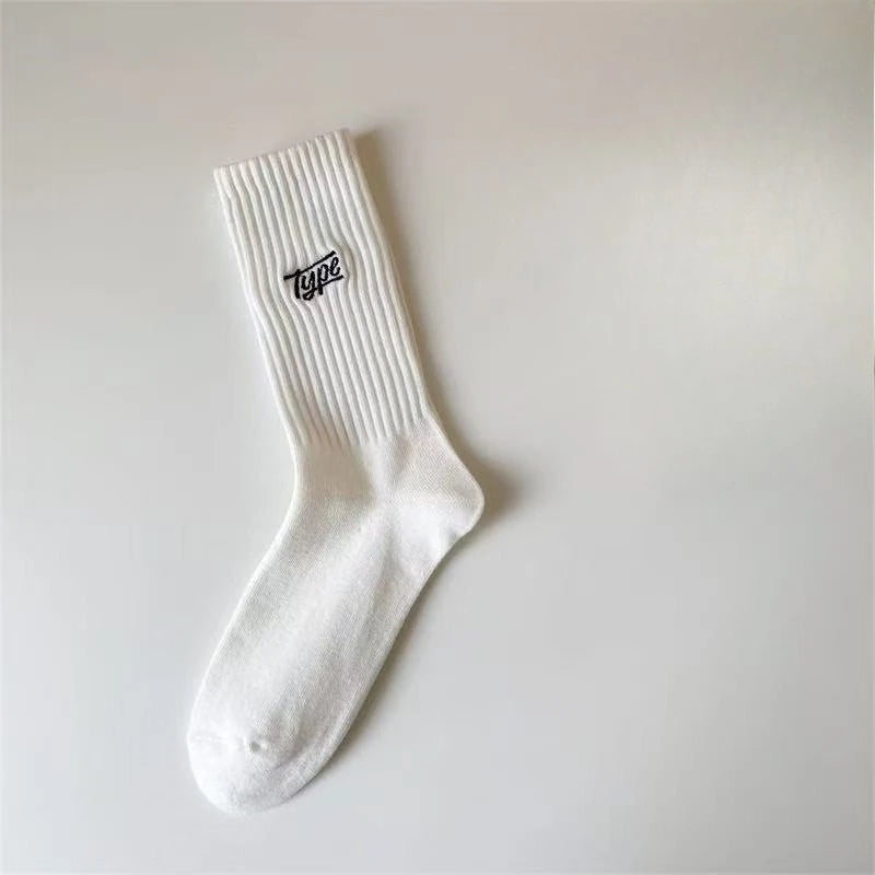 1/6 pairs Casual comfortable mid length socks spring autumn new fashionable versatile sweat absorbing men sports socks