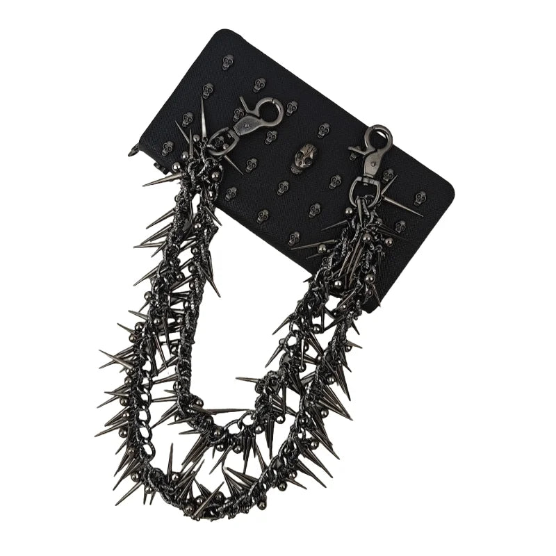 Exaggerate Heavy Punk Double-layer Rivet Biker Pants Chain Male Woman Fashion Rock And Roll Luxury Accessories Retro Key Chain