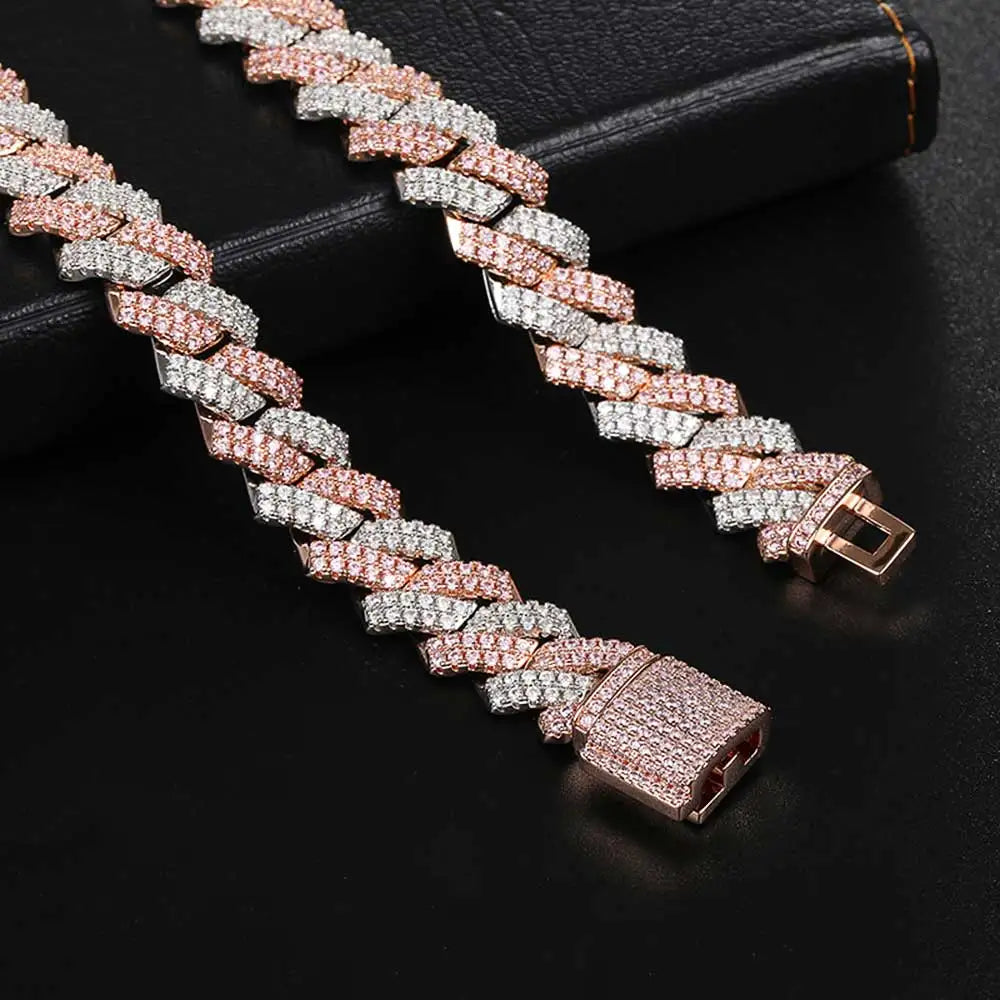 Hip Hop Jewelry 14mm Full Iced Out Cuban Link Necklace For Men Fashion Miami Prong Setting Cz Cuban Link Chain Drop Shipping