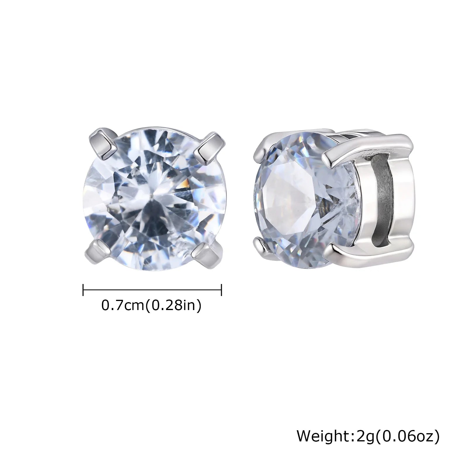Punk Round Zircon Magnetic Ear Studs Clips Non Piercing Stainless Steel Small Earrings for Women Men Fashion Jewelry ﻿