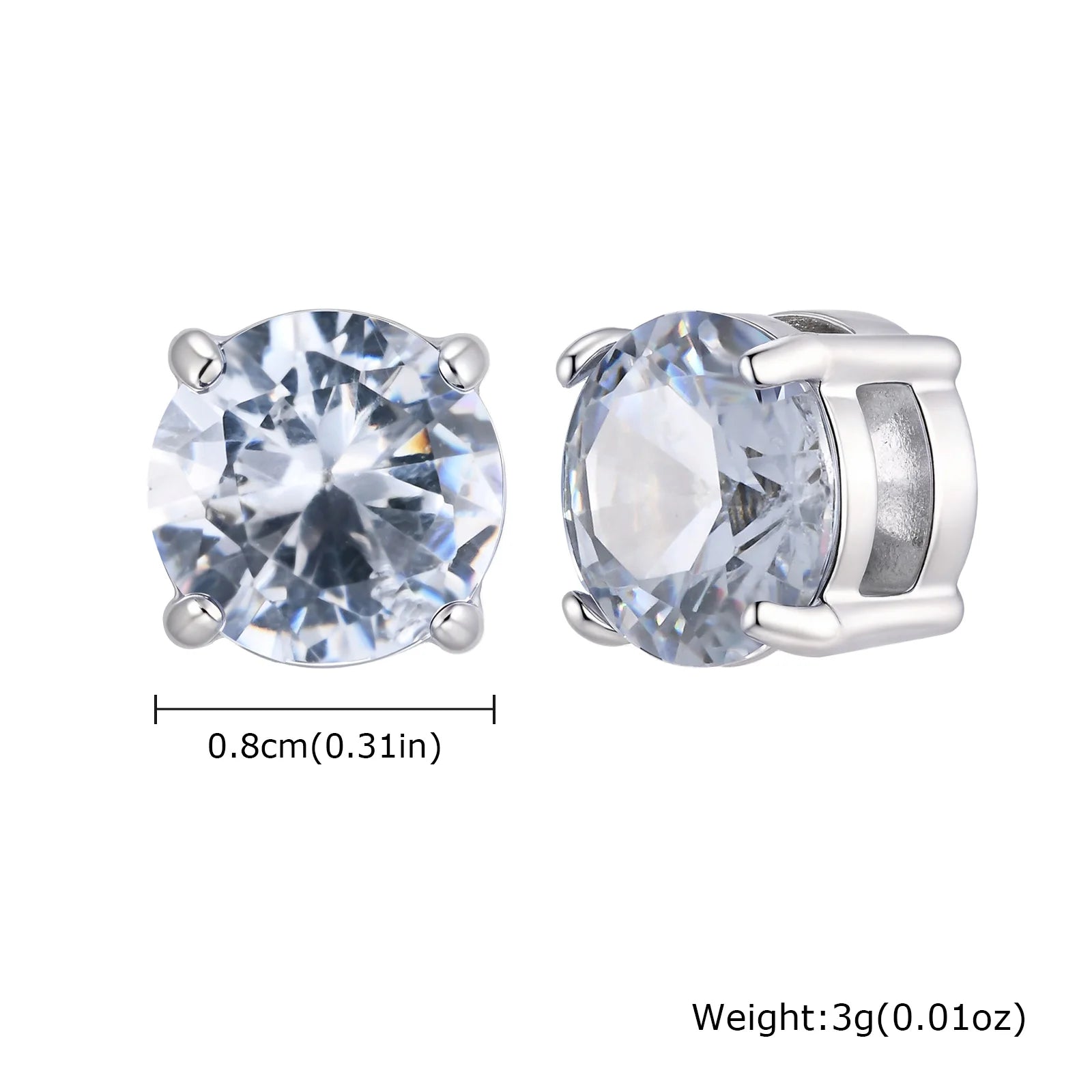 Punk Round Zircon Magnetic Ear Studs Clips Non Piercing Stainless Steel Small Earrings for Women Men Fashion Jewelry ﻿
