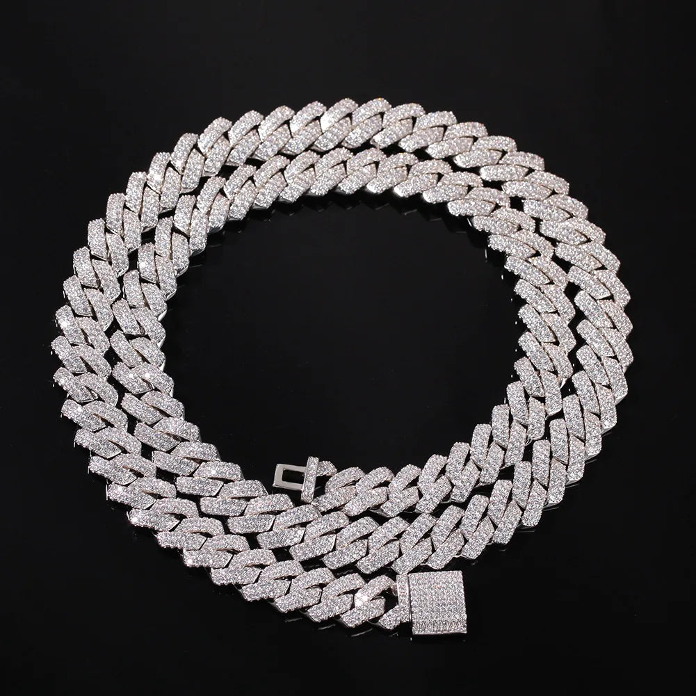 Hip Hop Jewelry 14mm Full Iced Out Cuban Link Necklace For Men Fashion Miami Prong Setting Cz Cuban Link Chain Drop Shipping