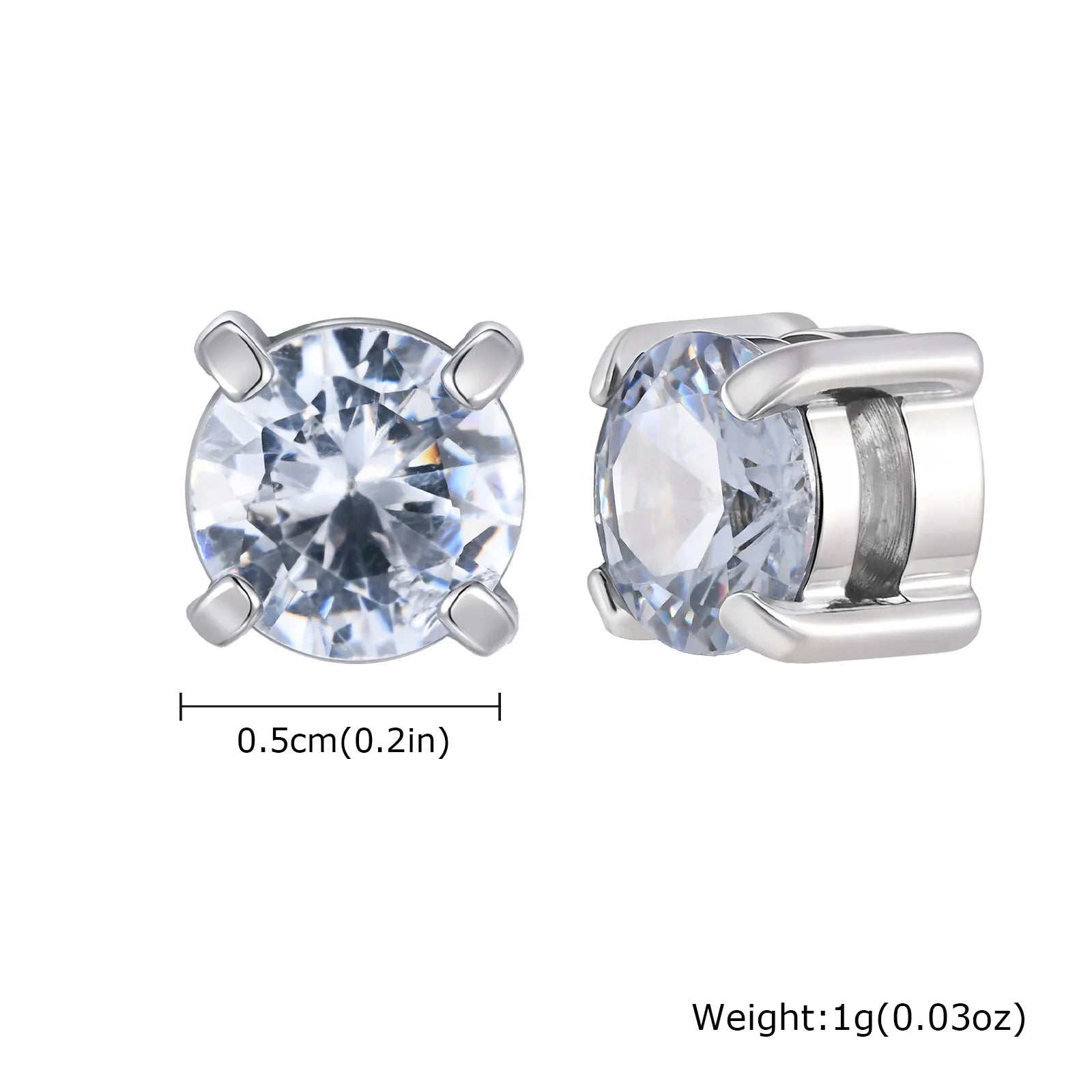 Punk Round Zircon Magnetic Ear Studs Clips Non Piercing Stainless Steel Small Earrings for Women Men Fashion Jewelry ﻿