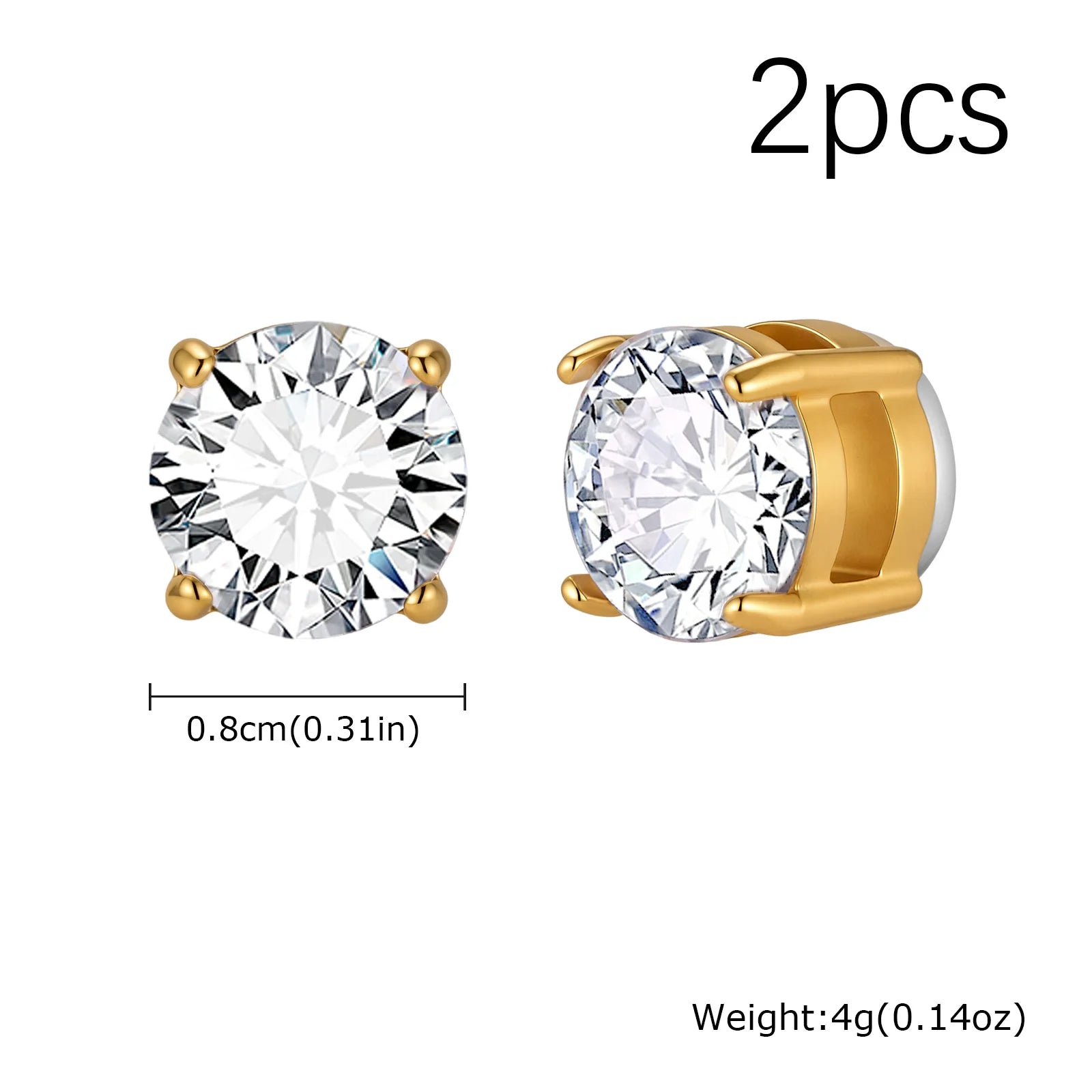 Punk Round Zircon Magnetic Ear Studs Clips Non Piercing Stainless Steel Small Earrings for Women Men Fashion Jewelry ﻿