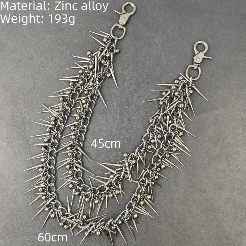 Exaggerate Heavy Punk Double-layer Rivet Biker Pants Chain Male Woman Fashion Rock And Roll Luxury Accessories Retro Key Chain