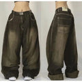 American Vintage New Pattern Printing Black Baggy Jeans Men Y2K Gothic Harajuku Hip Hop Popular Casual Joker Wide-leg Pants