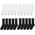 20Pairs Men's Pure Cotton High Socks Classic Black/White Breathable Sweat-Absorbent Warm Elastic Sports Crew Socks