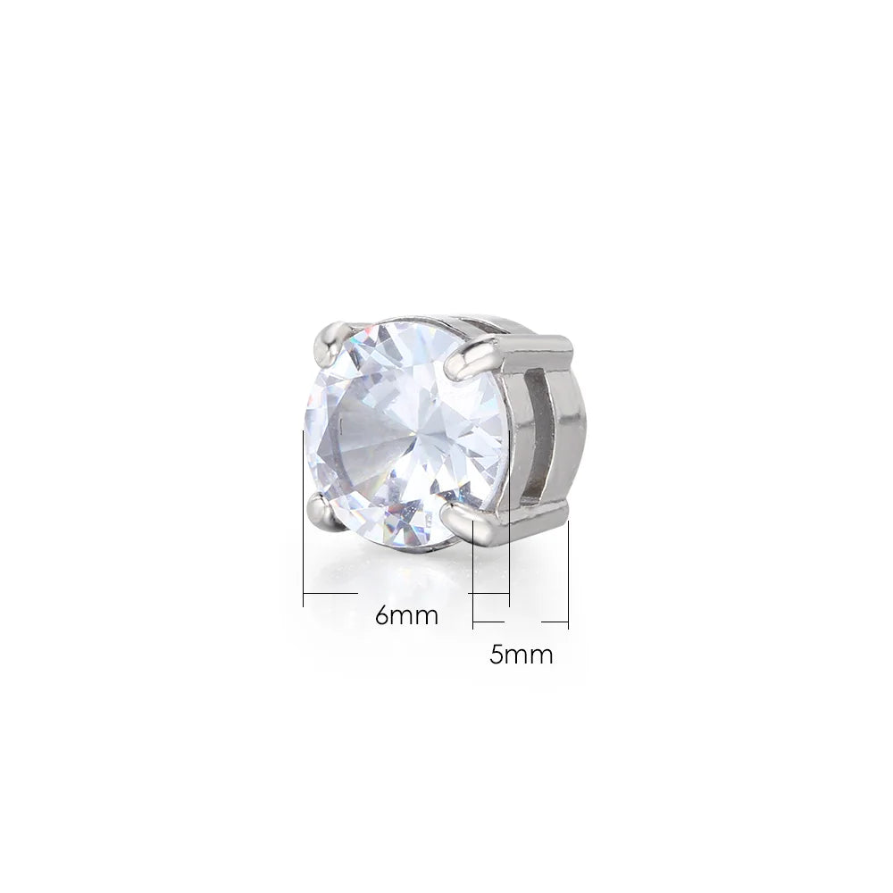 Ice Out Fake Earrings For Men Women Strong Magnet Magnetic Stainless Steel Non Piercing Hip Hop Rock Fashion Jewelry Accessories