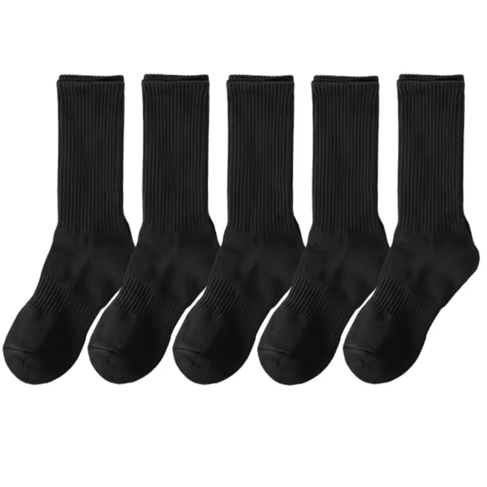 20Pairs Men's Pure Cotton High Socks Classic Black/White Breathable Sweat-Absorbent Warm Elastic Sports Crew Socks