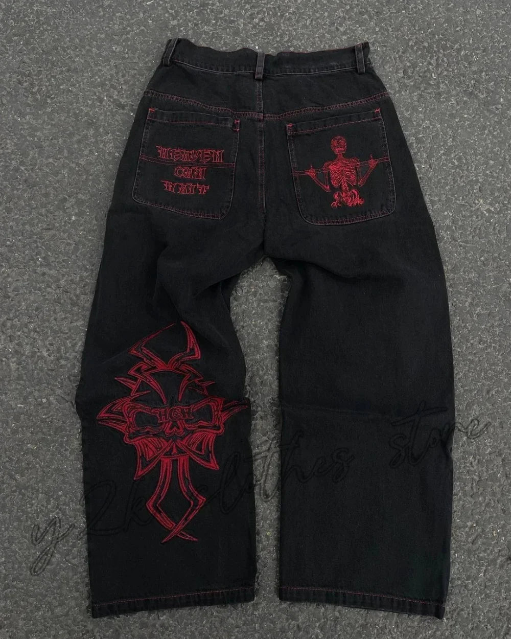 2025 New Prints Jeans Men Streetwear Baggy Wide Leg Jeans Korean Fashion Drapes Straight Casual Loose Denim Cargo Pants