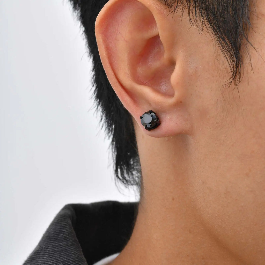 Punk Round Zircon Magnetic Ear Studs Clips Non Piercing Stainless Steel Small Earrings for Women Men Fashion Jewelry ﻿
