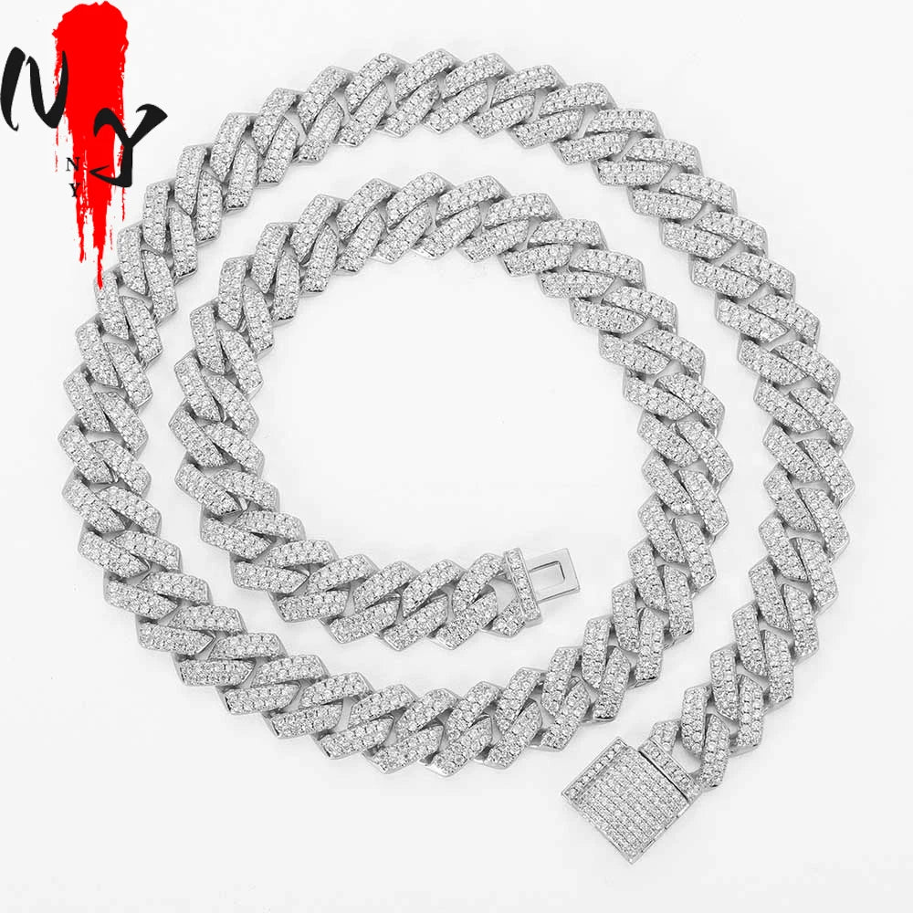 Hip Hop Jewelry 14mm Full Iced Out Cuban Link Necklace For Men Fashion Miami Prong Setting Cz Cuban Link Chain Drop Shipping