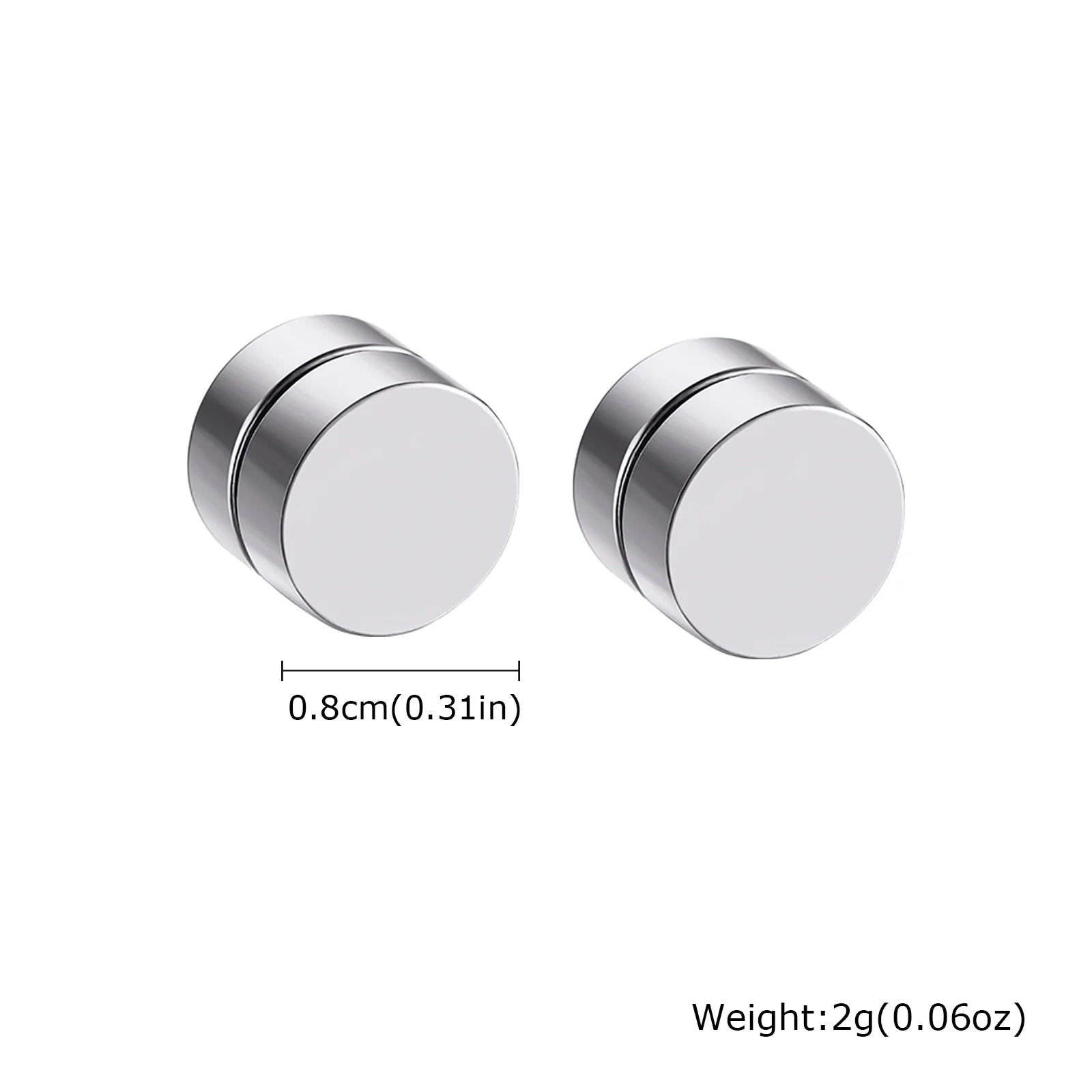 Punk Round Zircon Magnetic Ear Studs Clips Non Piercing Stainless Steel Small Earrings for Women Men Fashion Jewelry ﻿