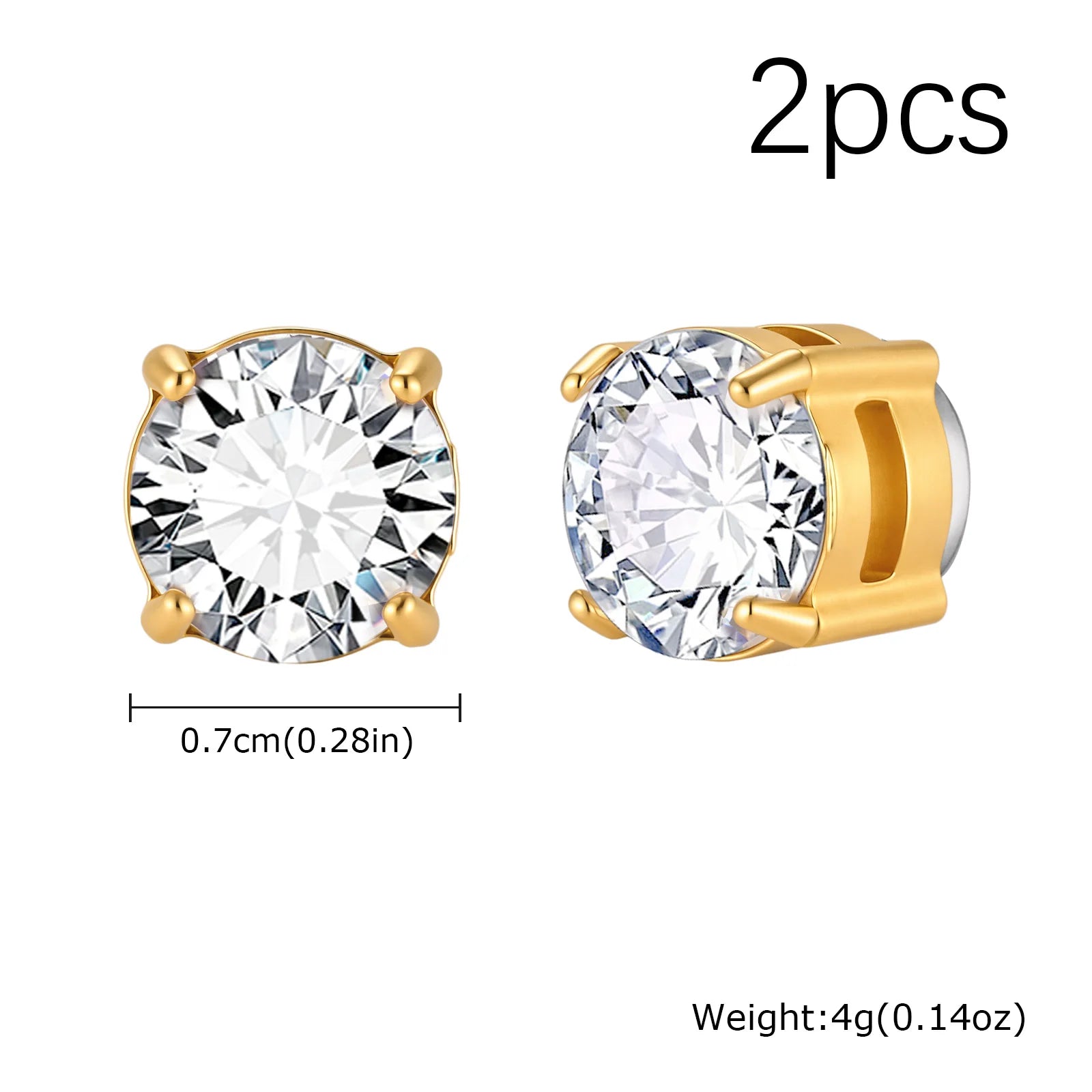 Punk Round Zircon Magnetic Ear Studs Clips Non Piercing Stainless Steel Small Earrings for Women Men Fashion Jewelry ﻿
