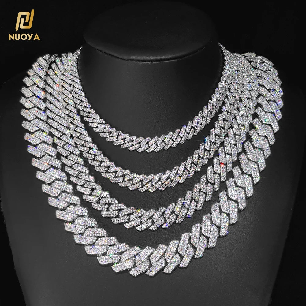 Drop Shipping Hip Hop Cuban Link Chain Necklace Silver/18k Gold Plated 10/12/14/15/20mm Iced Out Diamond CZ Gift for Him/Her