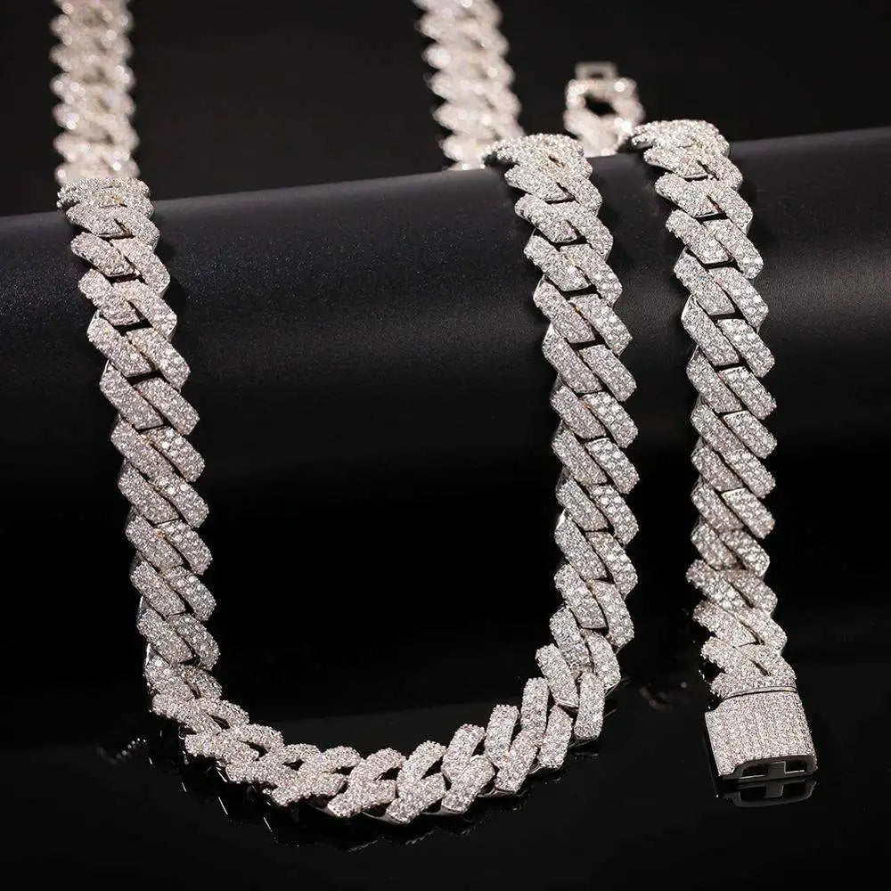 Hip Hop Jewelry 14mm Full Iced Out Cuban Link Necklace For Men Fashion Miami Prong Setting Cz Cuban Link Chain Drop Shipping