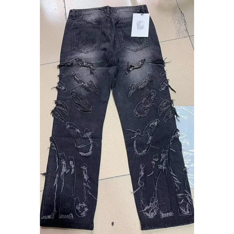 Jean Baggy Wide-leg Homme – Style Streetwear Rétro Brodé