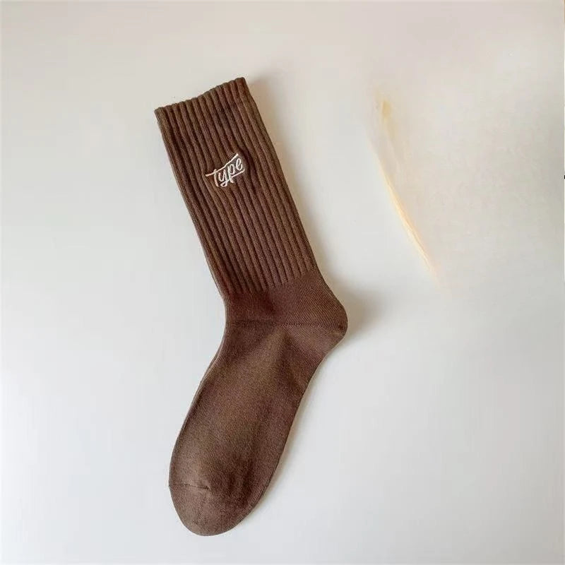 1/6 pairs Casual comfortable mid length socks spring autumn new fashionable versatile sweat absorbing men sports socks