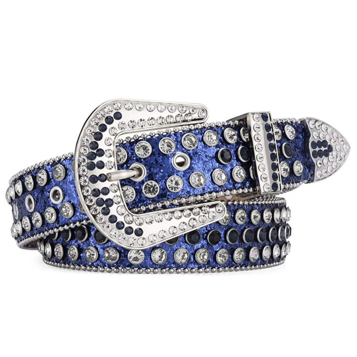 Men's Women's Fashion Rhinestone Belt Western Cowgirl Bling Studded Design Leather Diamond Waistband For Jeans Dress