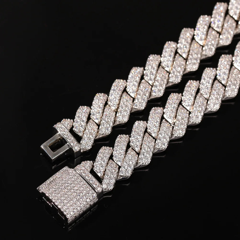 Hip Hop Jewelry 14mm Full Iced Out Cuban Link Necklace For Men Fashion Miami Prong Setting Cz Cuban Link Chain Drop Shipping