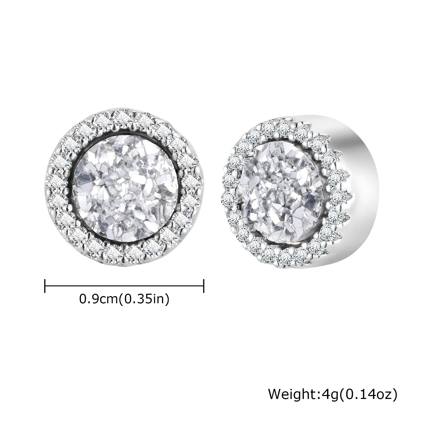 Punk Round Zircon Magnetic Ear Studs Clips Non Piercing Stainless Steel Small Earrings for Women Men Fashion Jewelry ﻿