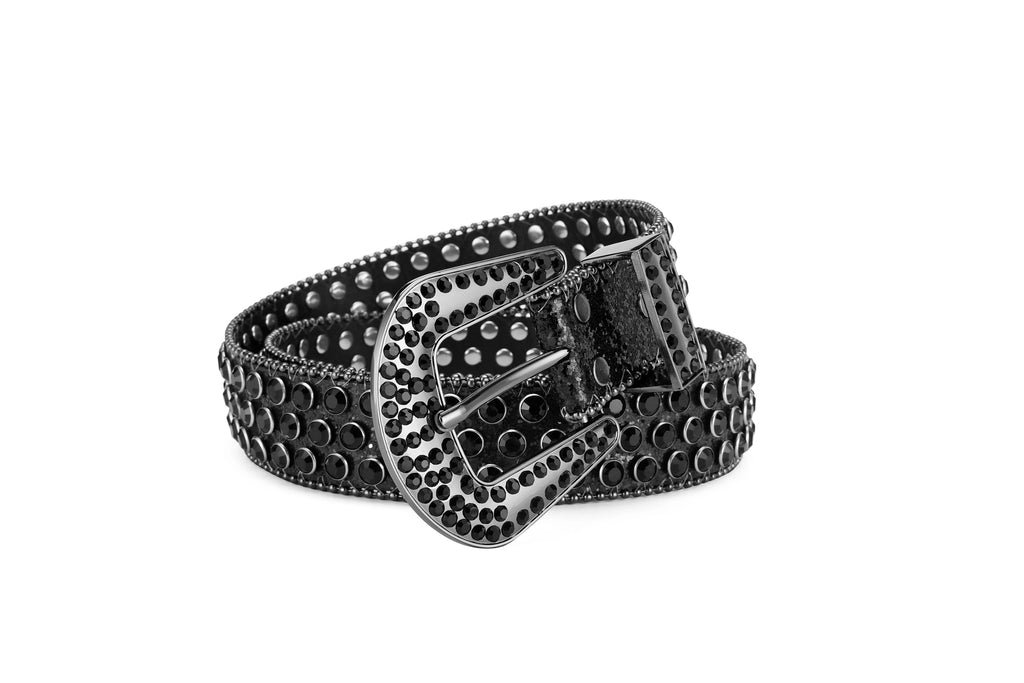 Men's Women's Fashion Rhinestone Belt Western Cowgirl Bling Studded Design Leather Diamond Waistband For Jeans Dress