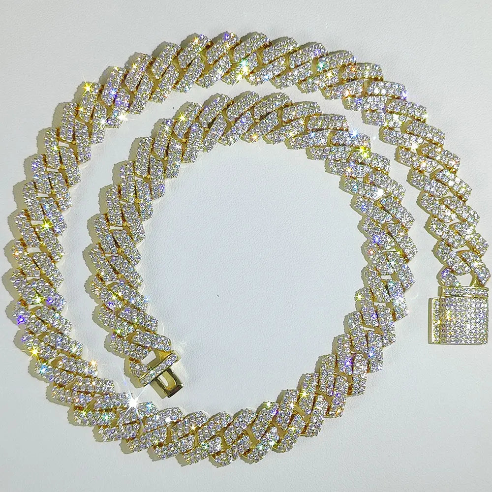 Hip Hop Jewelry 14mm Full Iced Out Cuban Link Necklace For Men Fashion Miami Prong Setting Cz Cuban Link Chain Drop Shipping