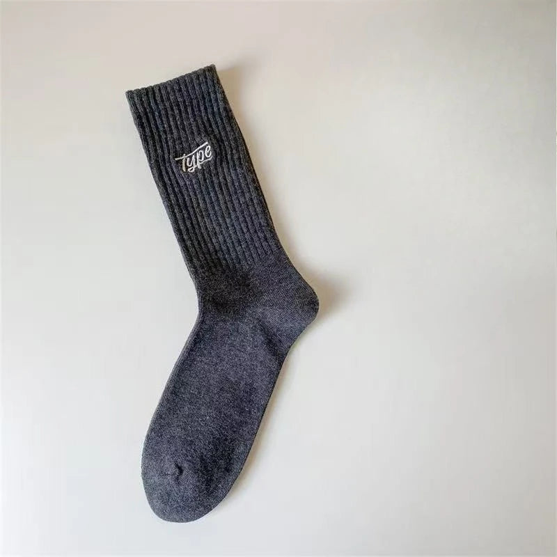 1/6 pairs Casual comfortable mid length socks spring autumn new fashionable versatile sweat absorbing men sports socks