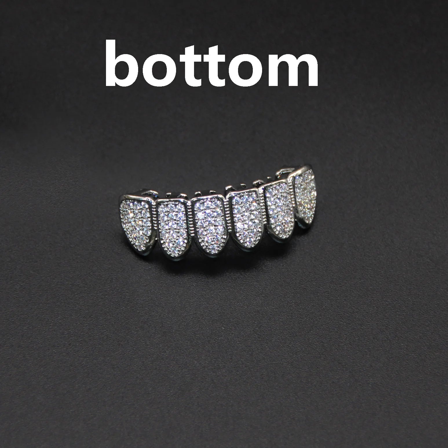 Fit Silver Plated CZ Teeth Set For Unisex Top Bottom Mouth Gold Silver Color Teeth Tooth Cap Removable HipHop Fashion Jewelry