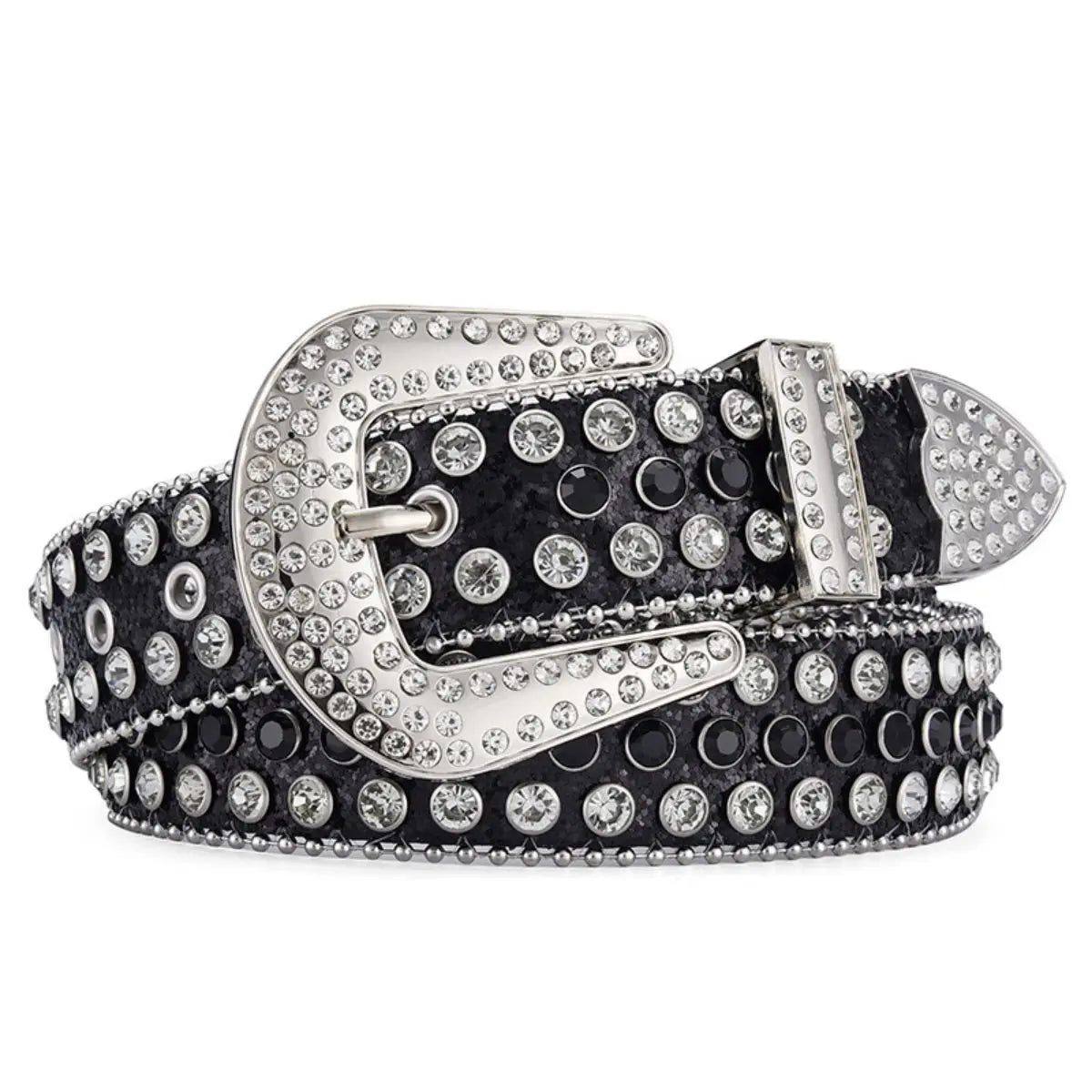 Men's Women's Fashion Rhinestone Belt Western Cowgirl Bling Studded Design Leather Diamond Waistband For Jeans Dress