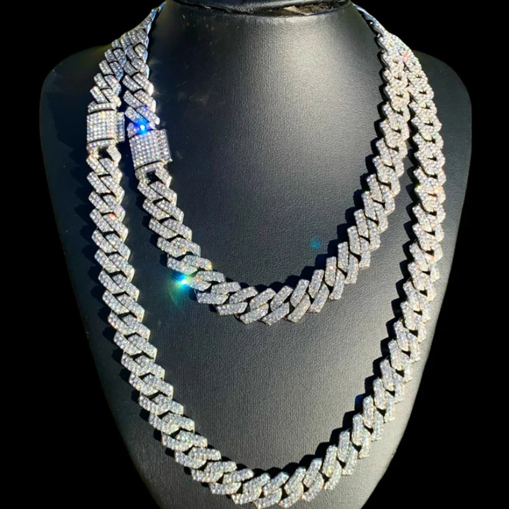 Hip Hop Jewelry 14mm Full Iced Out Cuban Link Necklace For Men Fashion Miami Prong Setting Cz Cuban Link Chain Drop Shipping