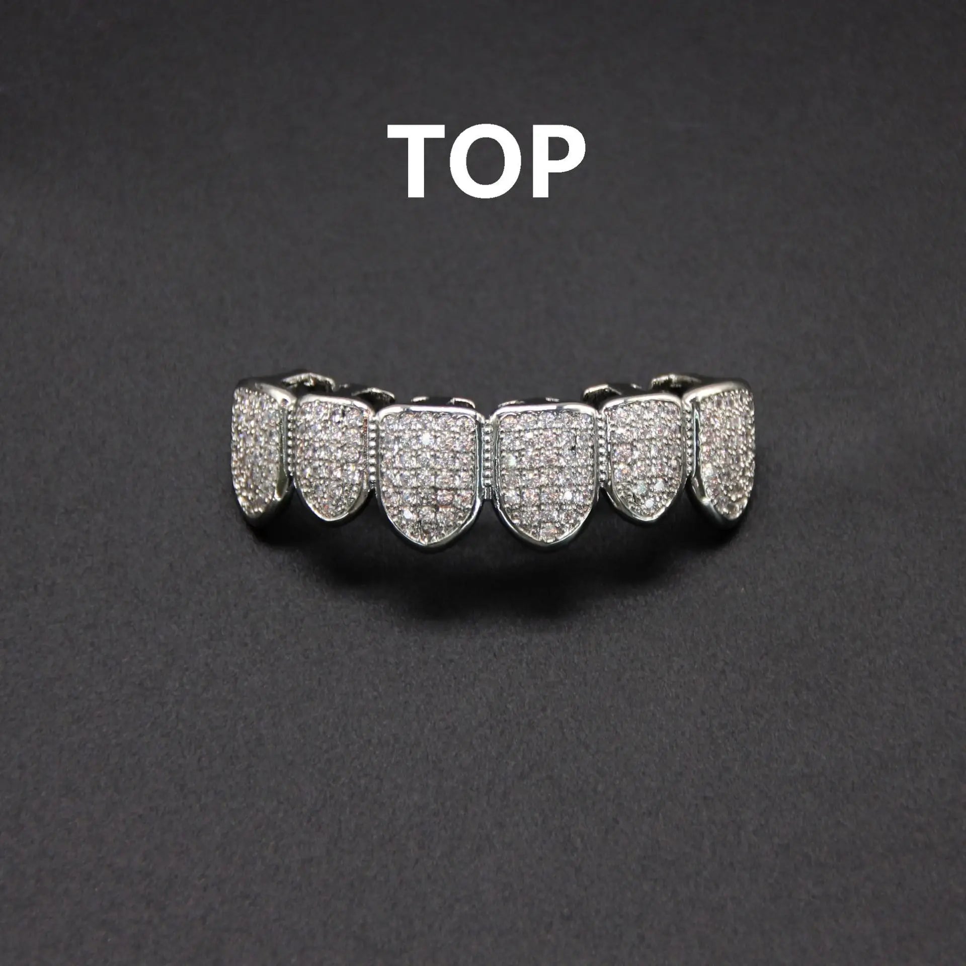 Fit Silver Plated CZ Teeth Set For Unisex Top Bottom Mouth Gold Silver Color Teeth Tooth Cap Removable HipHop Fashion Jewelry