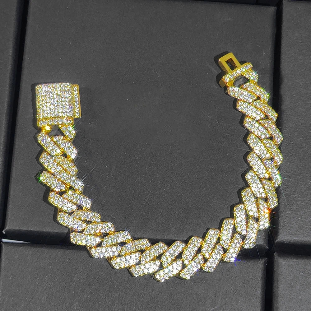 Hip Hop Jewelry 14mm Full Iced Out Cuban Link Necklace For Men Fashion Miami Prong Setting Cz Cuban Link Chain Drop Shipping