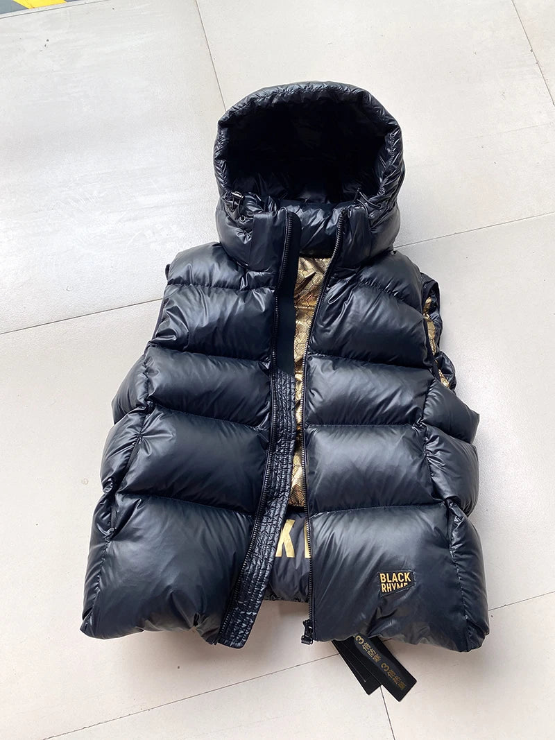 High-end Warn Goose Down Vests Jacket Outer 2023 Winter New Man's and Women's Thickened Sleeveless Hooded Short Down Vest Coat