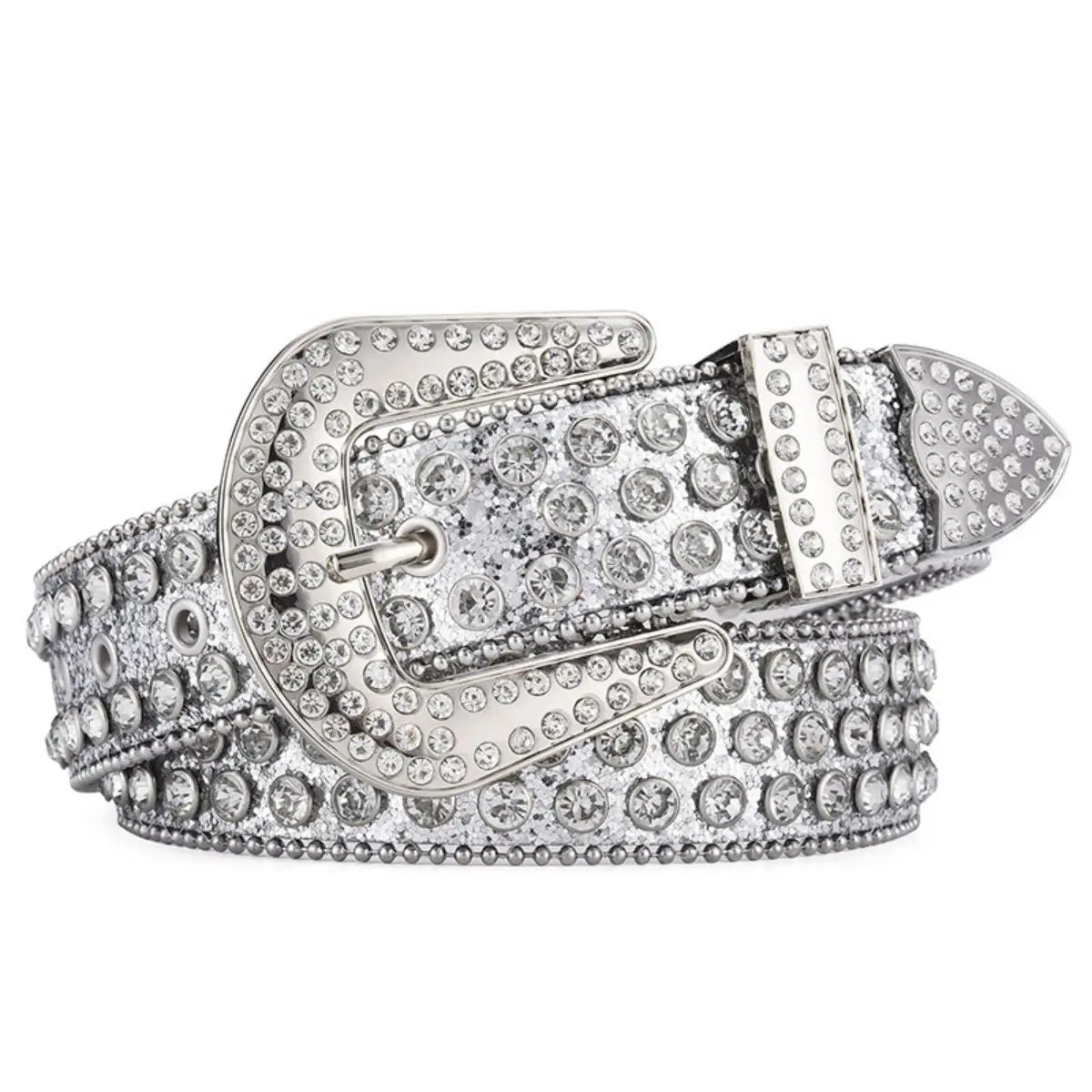 Men's Women's Fashion Rhinestone Belt Western Cowgirl Bling Studded Design Leather Diamond Waistband For Jeans Dress