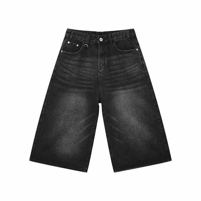 Men's 2026 Summer American High Street Retro Gradient Washed Denim Shorts Lazy Youth Trendy Ins New Versatile Casual Capri Pants