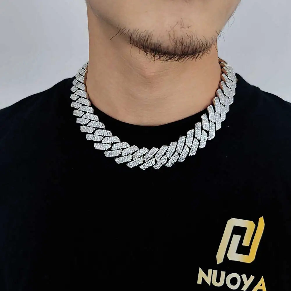 Drop Shipping Hip Hop Cuban Link Chain Necklace Silver/18k Gold Plated 10/12/14/15/20mm Iced Out Diamond CZ Gift for Him/Her