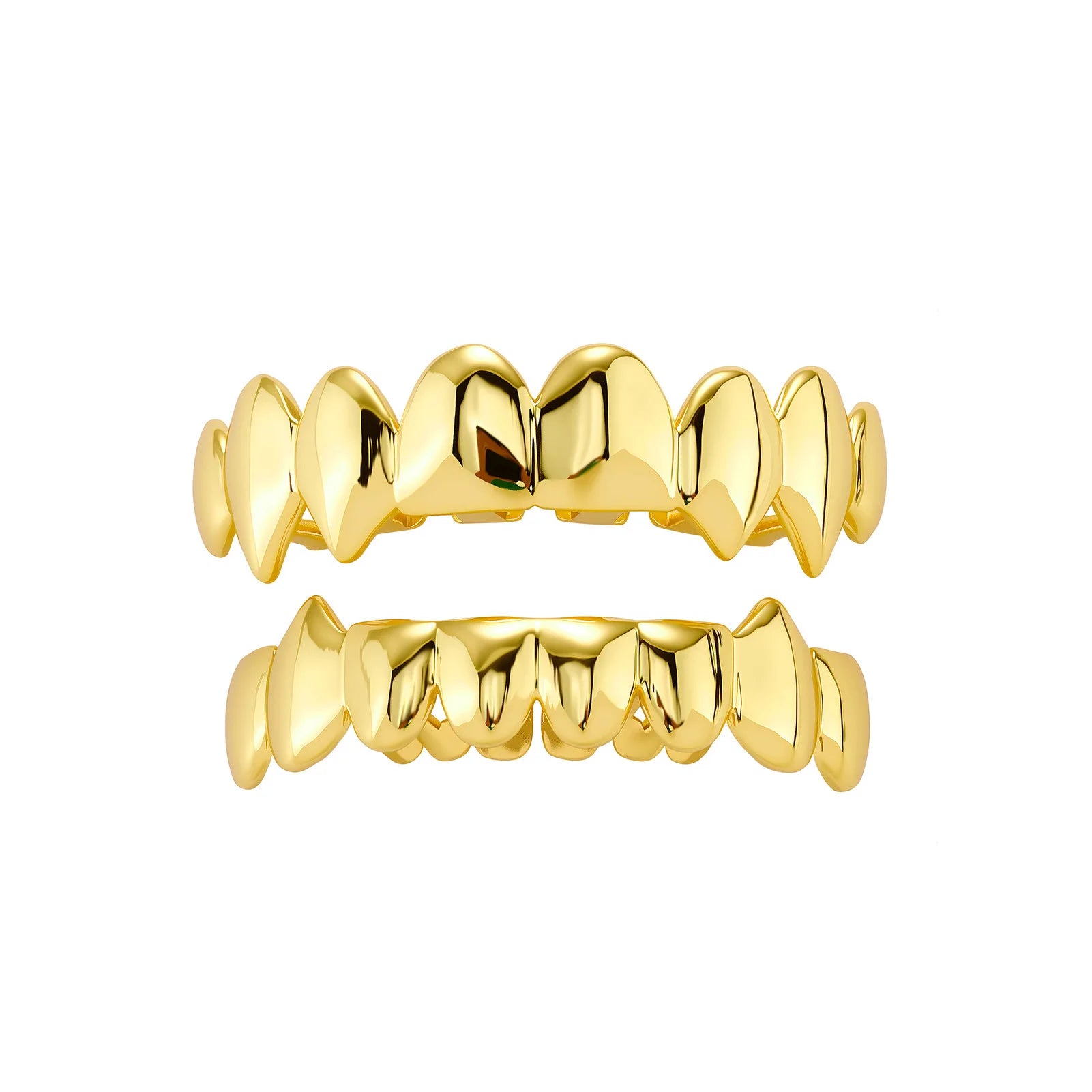 New Gold Top Bottom 8/8 Glossy Teeth Grillz Vampire Fangs Hip Hop Mouth Tooth Caps For Women Men Jewelry Halloween Cosplay Gift