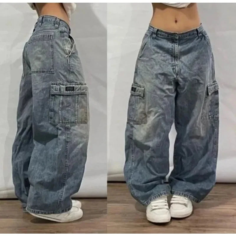 American Vintage New Pattern Printing Black Baggy Jeans Men Y2K Gothic Harajuku Hip Hop Popular Casual Joker Wide-leg Pants