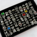 10/20/30/50Pieces Punk Gothic Eye Skull Rings Set For Women Men Mix Style Vintage Butterfly Jewelry Party Gifts