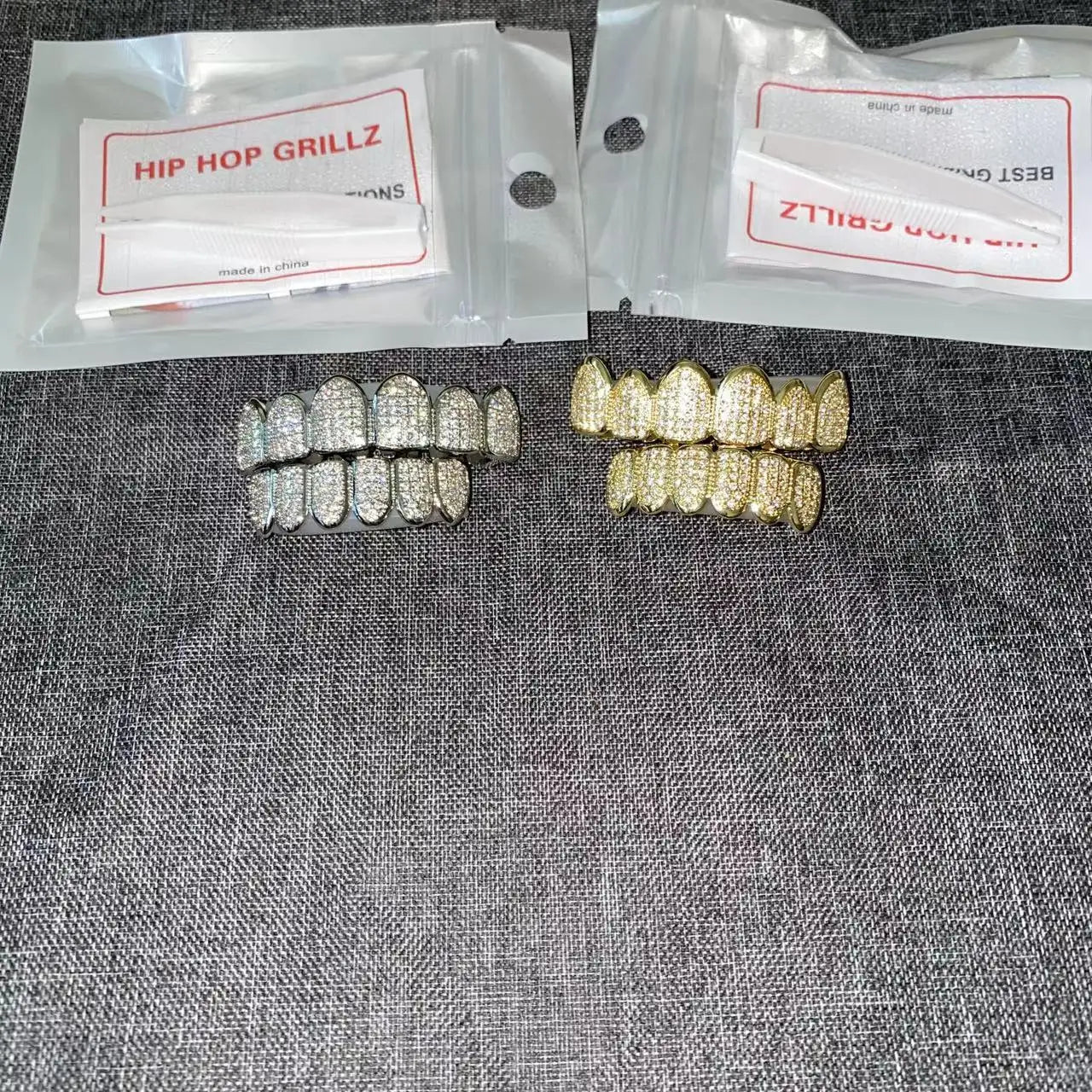 Fit Silver Plated CZ Teeth Set For Unisex Top Bottom Mouth Gold Silver Color Teeth Tooth Cap Removable HipHop Fashion Jewelry