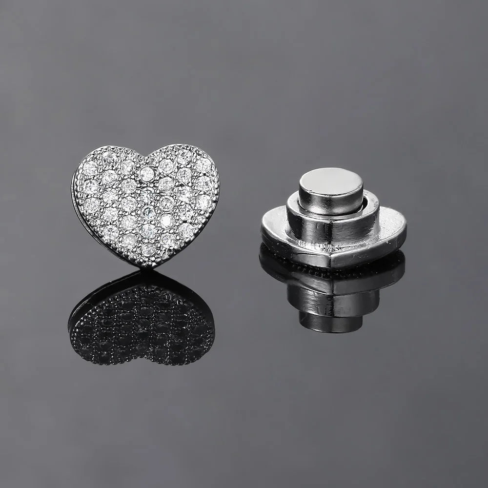 Ice Out Fake Earrings For Men Women Strong Magnet Magnetic Stainless Steel Non Piercing Hip Hop Rock Fashion Jewelry Accessories