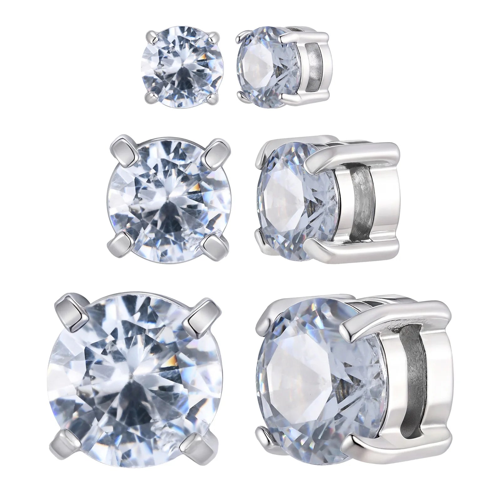Punk Round Zircon Magnetic Ear Studs Clips Non Piercing Stainless Steel Small Earrings for Women Men Fashion Jewelry ﻿